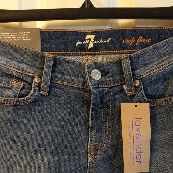 7 For All Mankind Cropped Blue Jeans Size 26 Waist - Picture 5 of 7